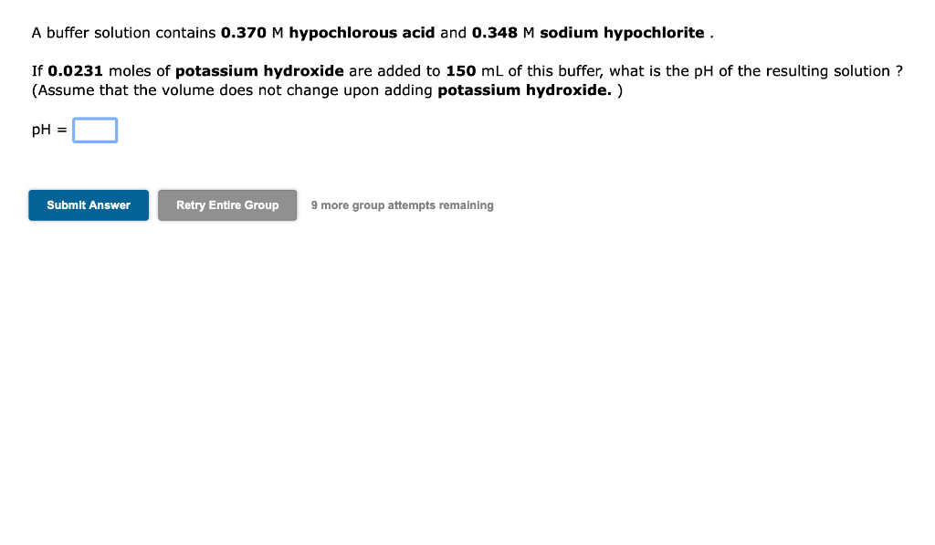 Solved A buffer solution contains 0.370 M hypochlorous acid