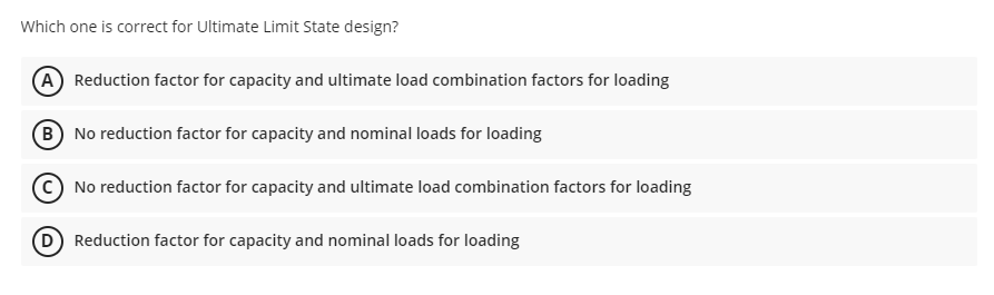 Solved Which one is correct for Ultimate Limit State design? | Chegg.com