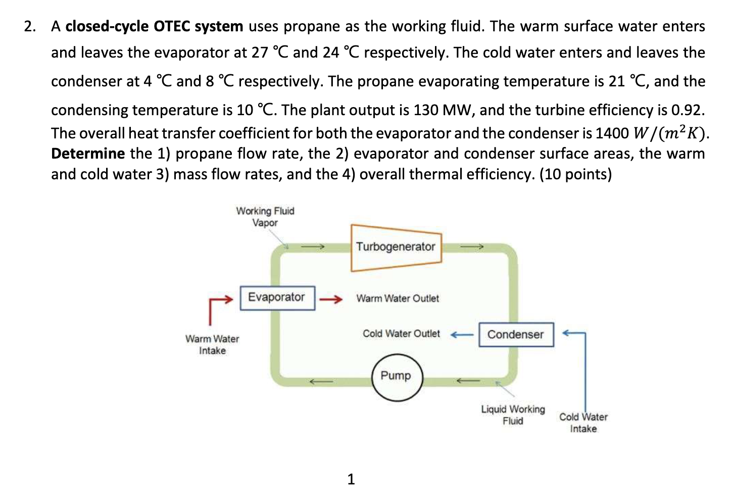 A closed-cycle OTEC system uses propane as the | Chegg.com