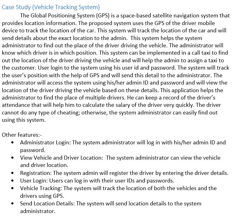 Solved Case Study Vehicle Tracking System The Global Po Chegg Com