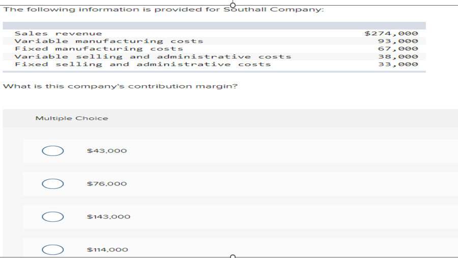 Solved What Is This Company's Contribution Margin? Multiple | Chegg.com