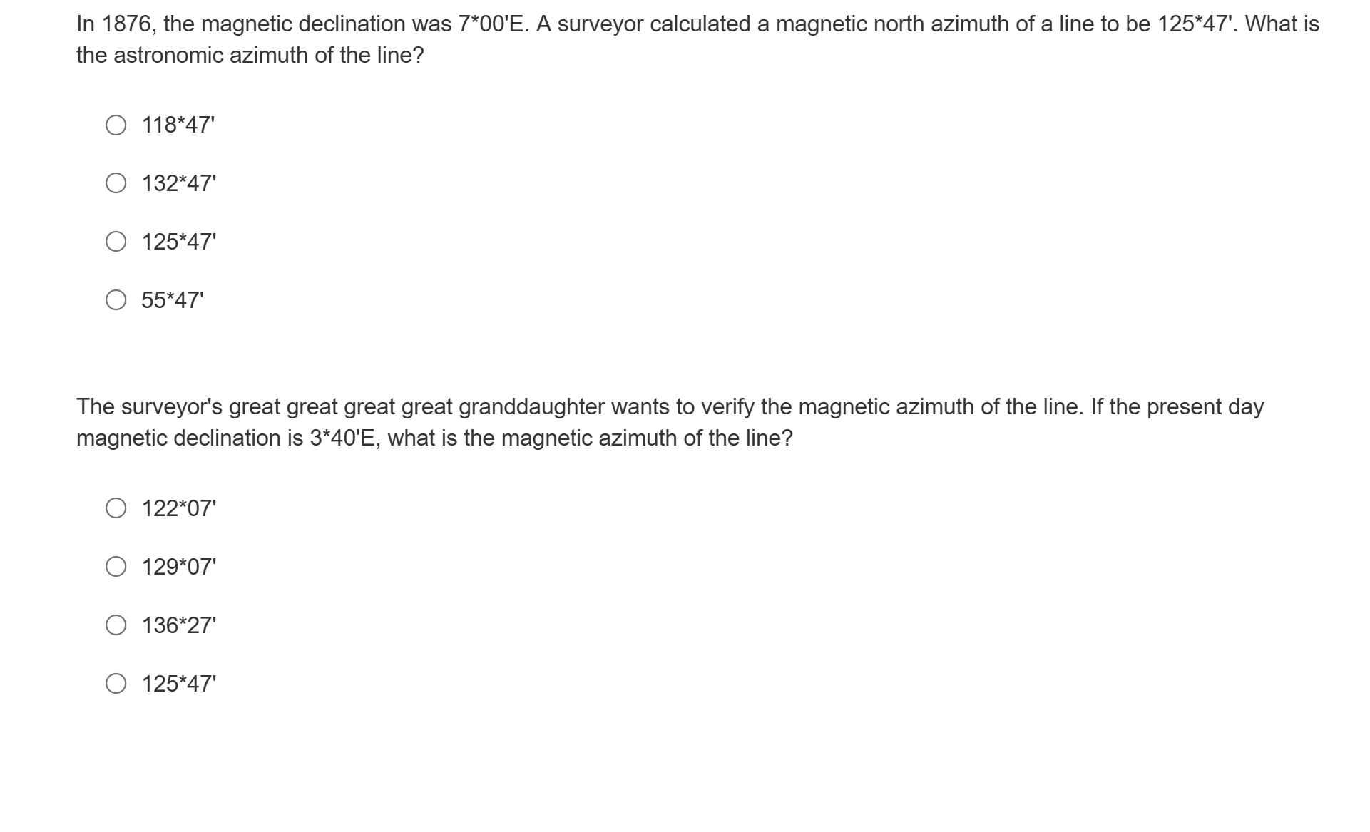 Solved In 1876 The Magnetic Declination Was 7 00 E A Chegg Com   PhpWufzOP