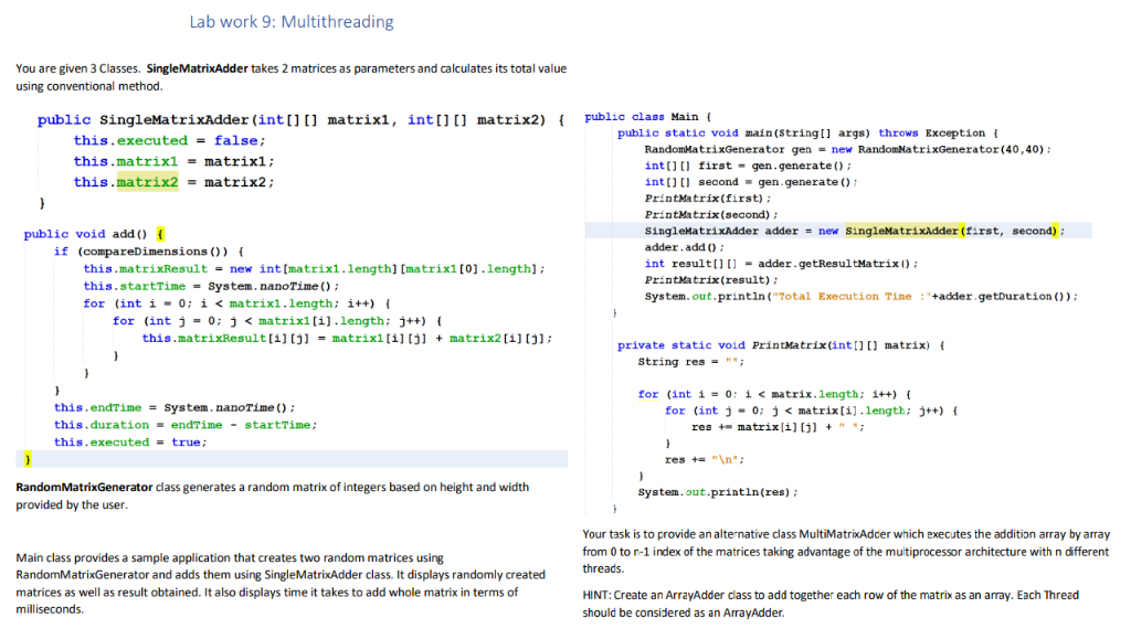 Lab work 9: Multithreading You are given 3 Classes. | Chegg.com