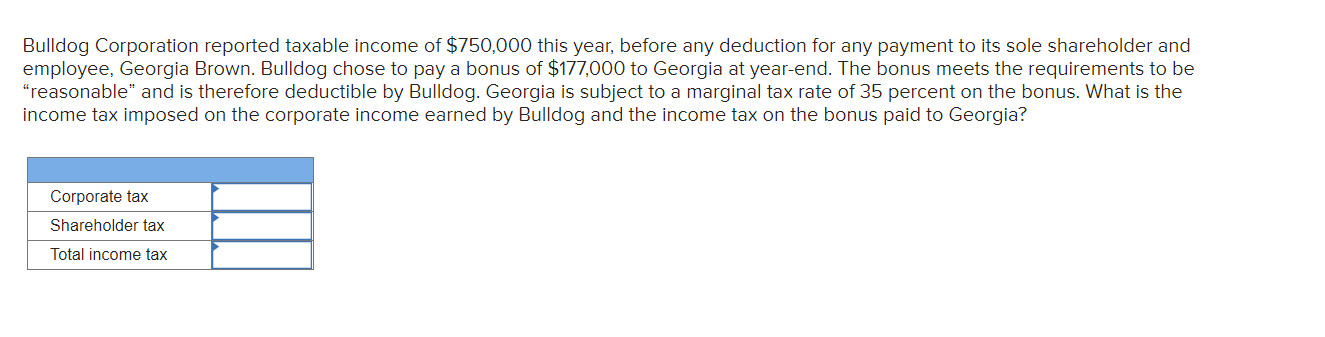 Solved Bulldog Corporation reported taxable income of | Chegg.com