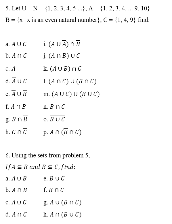 Solved 5 Let U N 1 2 3 4 5 A 1 2 3 4 Chegg Com