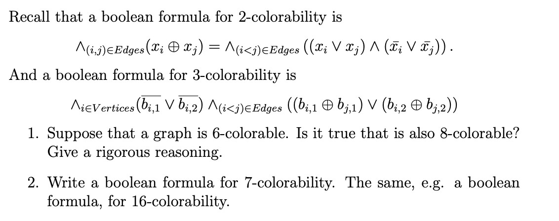 Solved Recall That A Boolean Formula For 2 Colorability I Chegg Com