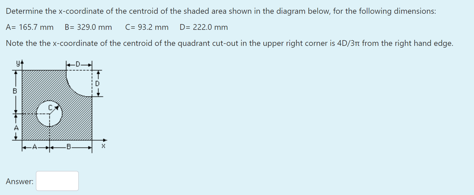 Solved Determine the x-coordinate of the centroid of the | Chegg.com