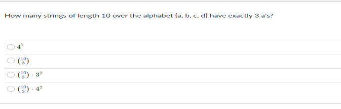Solved How many strings of length 10 over the alphabet (a, | Chegg.com