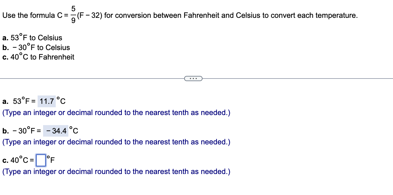 Solved Use the information about Celsius and Fahrenheit (F =