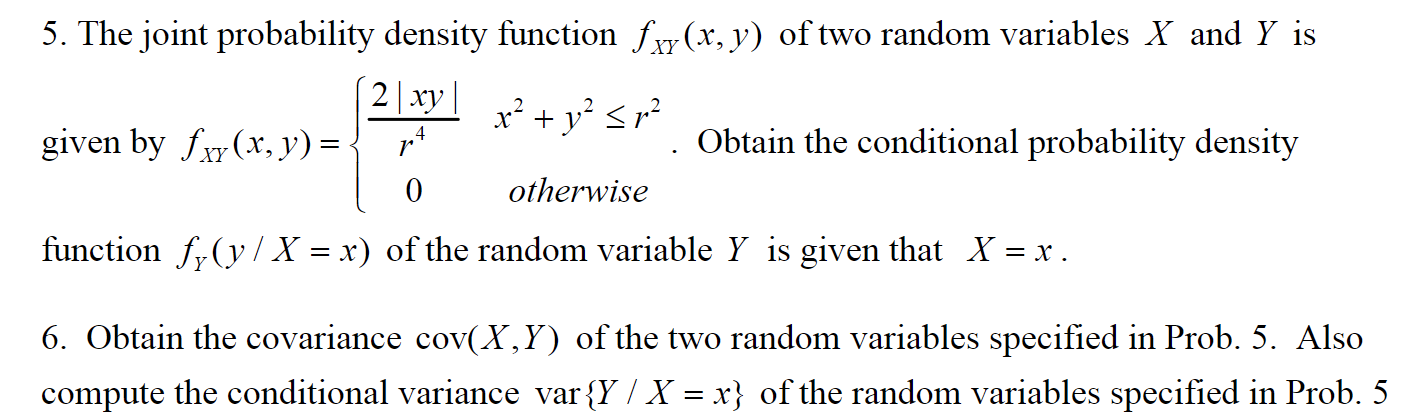 5. The joint probability density function fXY(x,y) of | Chegg.com