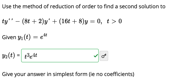 Solved Use the method of reduction of order to find a second | Chegg.com