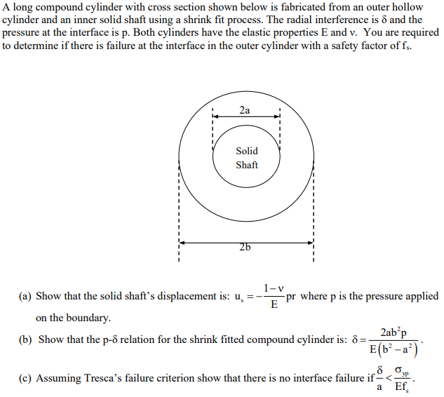 Solved A long compound cylinder with cross section shown | Chegg.com