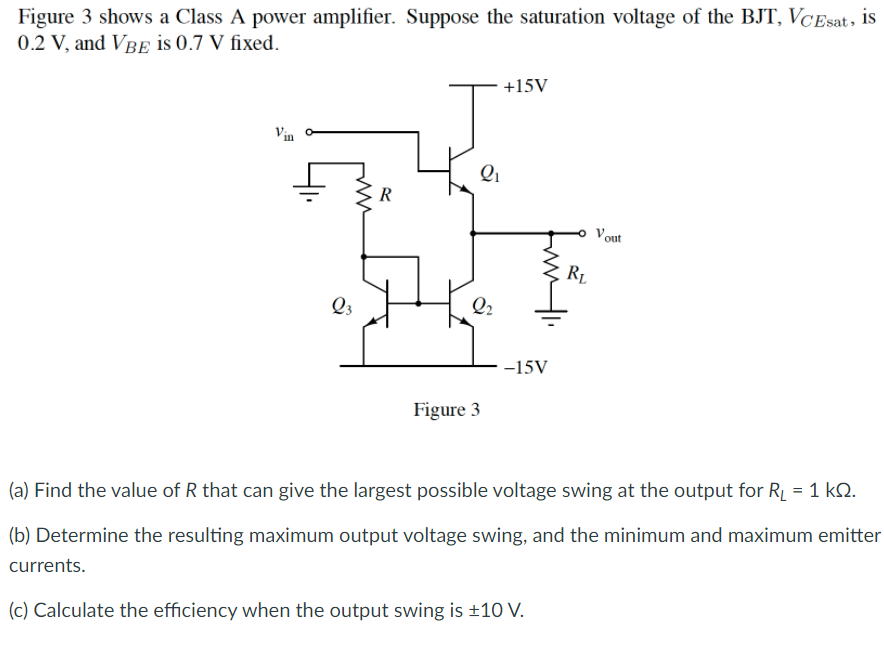 Solved Figure 3 Shows A Class A Power Amplifier. Suppose The | Chegg.com