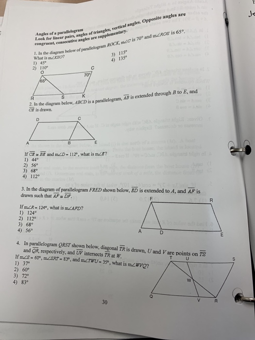 Solved Whathe diagram below of parallelogram ROCK, mLC is | Chegg.com