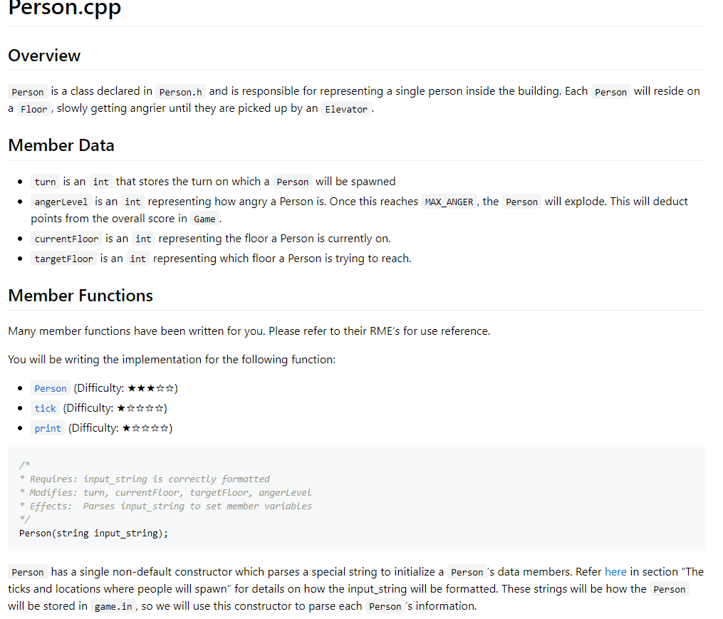 Person.cpp Overview Person is a class declared in | Chegg.com