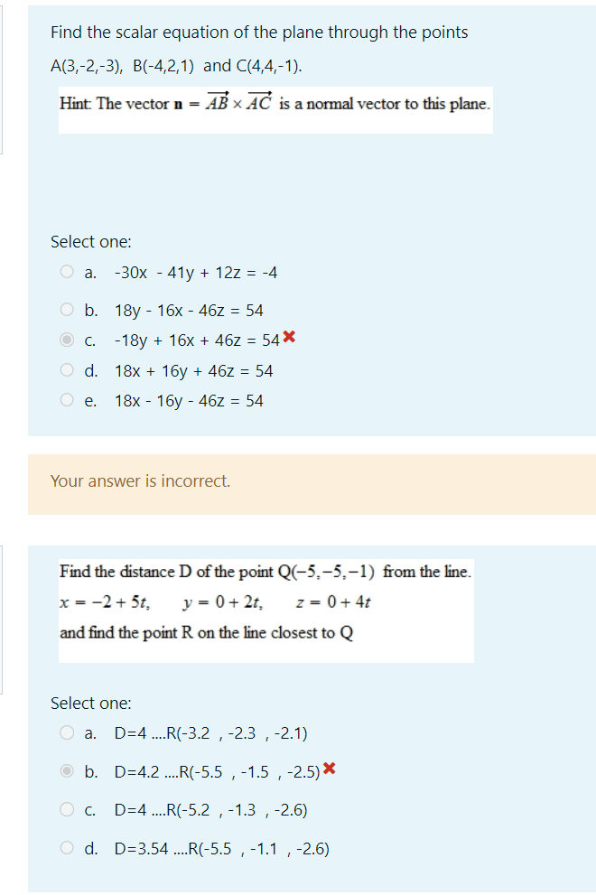 Solved Find the scalar equation of the plane through the | Chegg.com