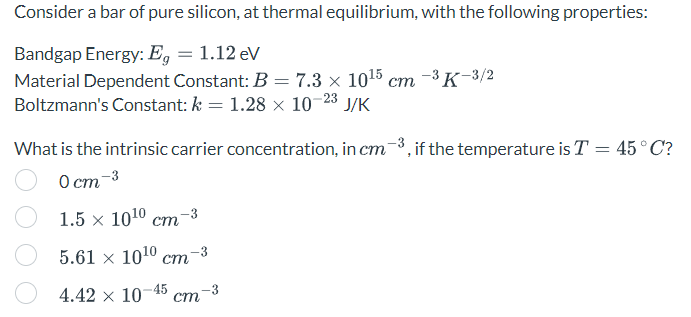 Solved Consider A Bar Of Pure Silicon, At Thermal | Chegg.com