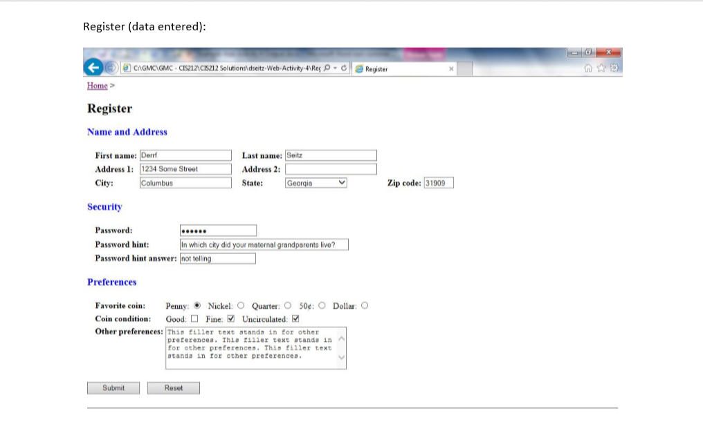 Solved I am having a problem submitting my html form | Chegg.com