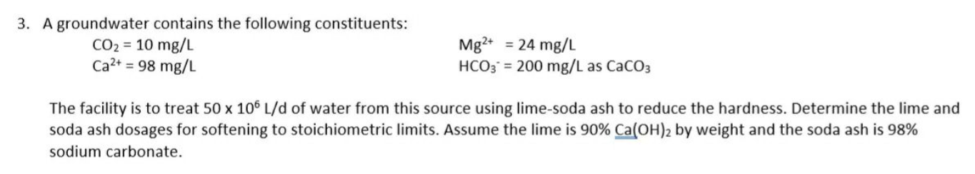 Solved 3. A groundwater contains the following constituents: | Chegg.com