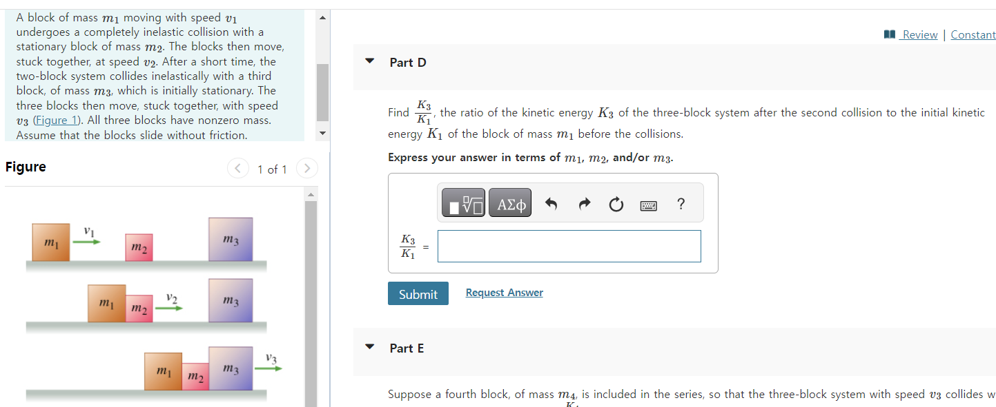 Solved A Block Of Mass M1 Moving With Speed V1 Undergoes A