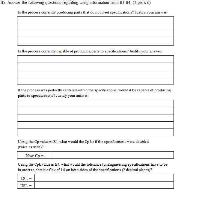Solved B1. Calculate the following values in the provided | Chegg.com