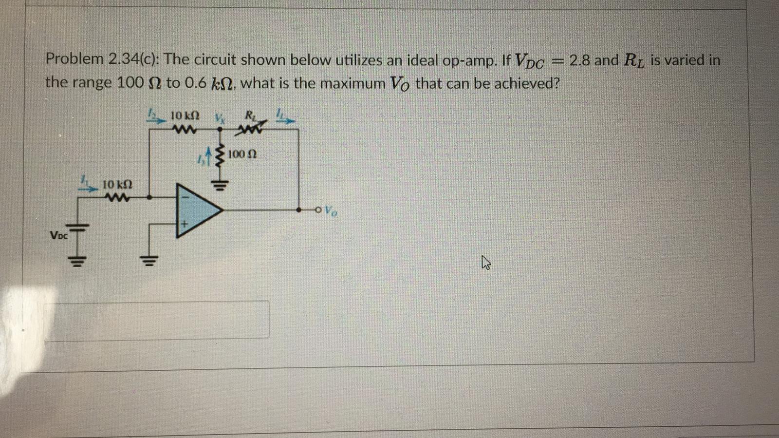Solved Problem 2.34(c): The circuit shown below utilizes an | Chegg.com