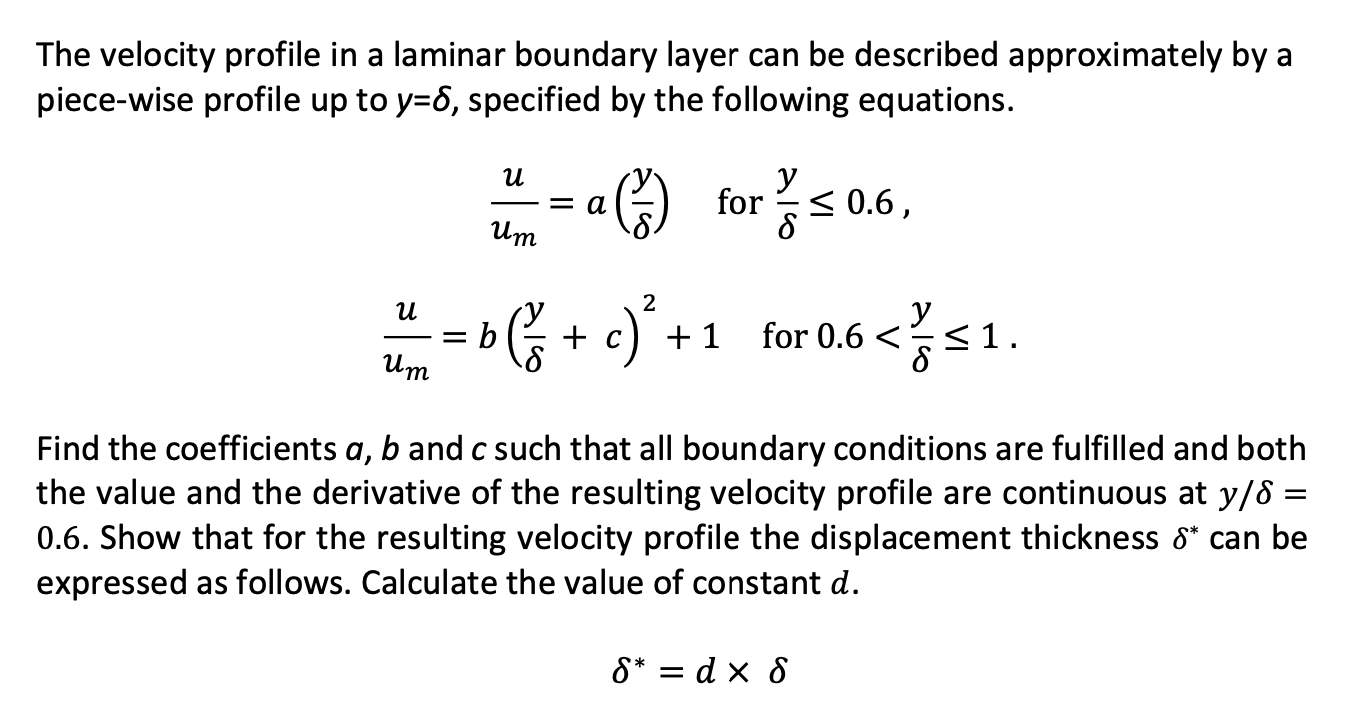 Solved The velocity profile in a laminar boundary layer can | Chegg.com