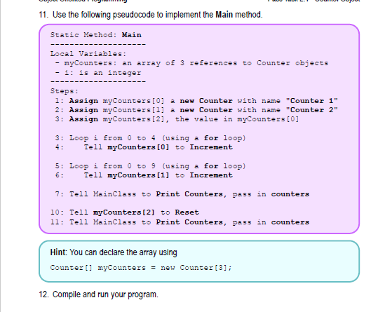 Solved Instructions In this task you will create a Counter | Chegg.com