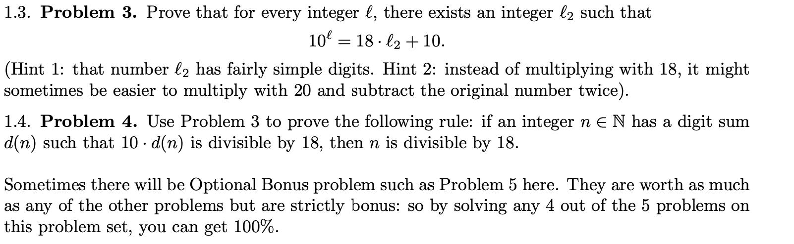 Solved 1.3. Problem 3. Prove that for every integer l, there | Chegg.com