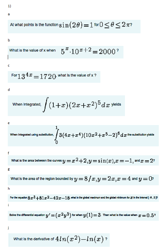 Solved 1) ) a At what points is the function sin(20)=1 for 0 | Chegg.com