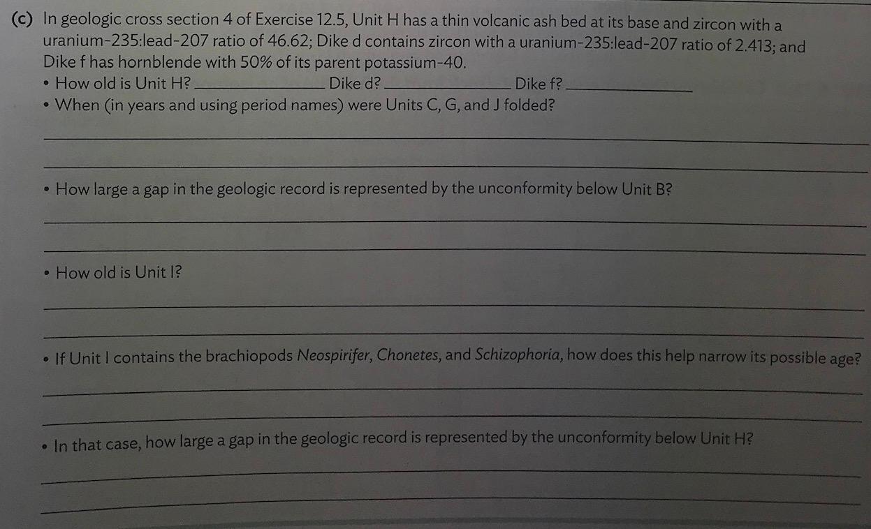 Solved (c) In geologic cross section 4 of Exercise 12.5, | Chegg.com