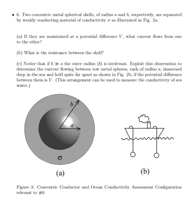 Solved 6. Two Concentric Metal Spherical Shells, Of Radius A | Chegg.com