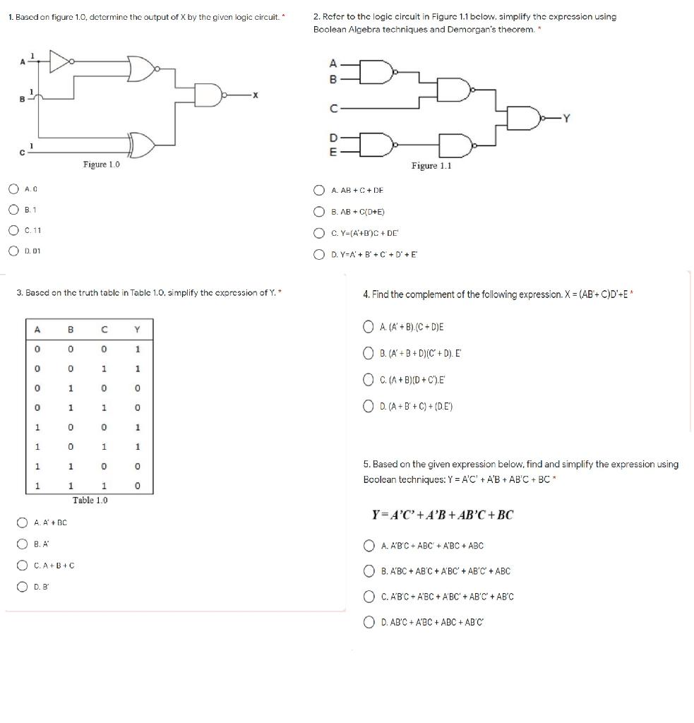 Solved 1. Based on figure 1.0, determine the output of X by | Chegg.com
