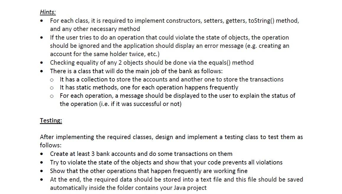 Solved Overview: A new bank wants to make a simple | Chegg.com