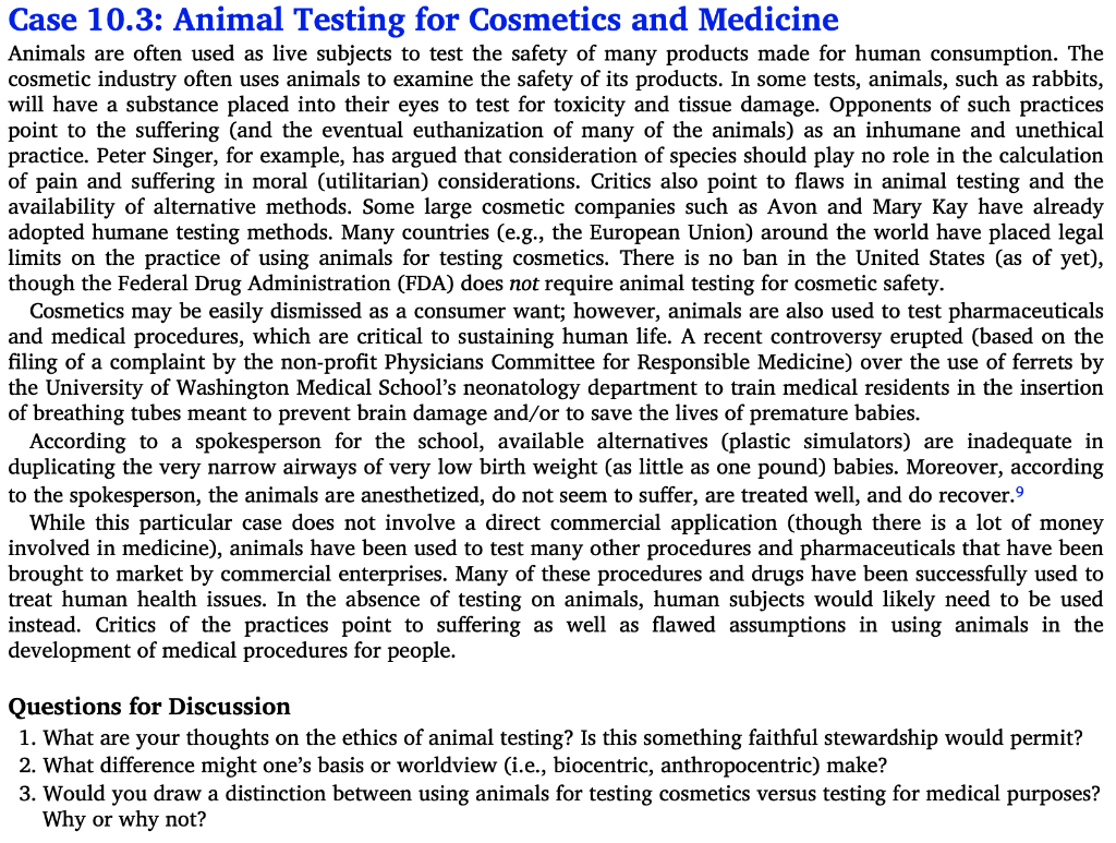 Solved Case : Animal Testing for Cosmetics and Medicine 