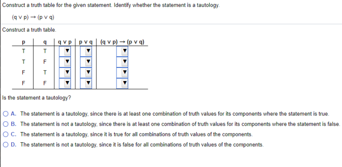 Solved Construct A Truth Table For The Given Statement Chegg Com