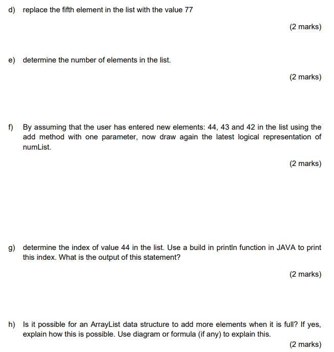 Solved QUESTION 2 Write JAVA program segments for the | Chegg.com
