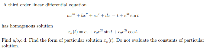 Solved A third order linear differential equation az