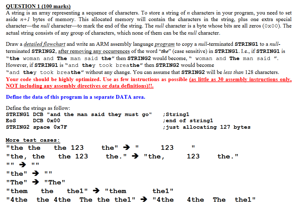 Question 1 (100 Marks) A String Is An Array | Chegg.Com