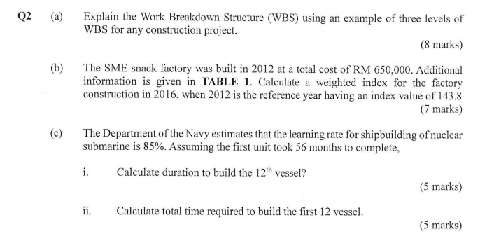 Solved (a) Explain the Work Breakdown Structure (WBS) using | Chegg.com
