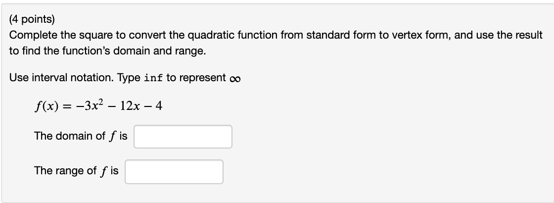 Solved (4 points) Complete the square to convert the | Chegg.com