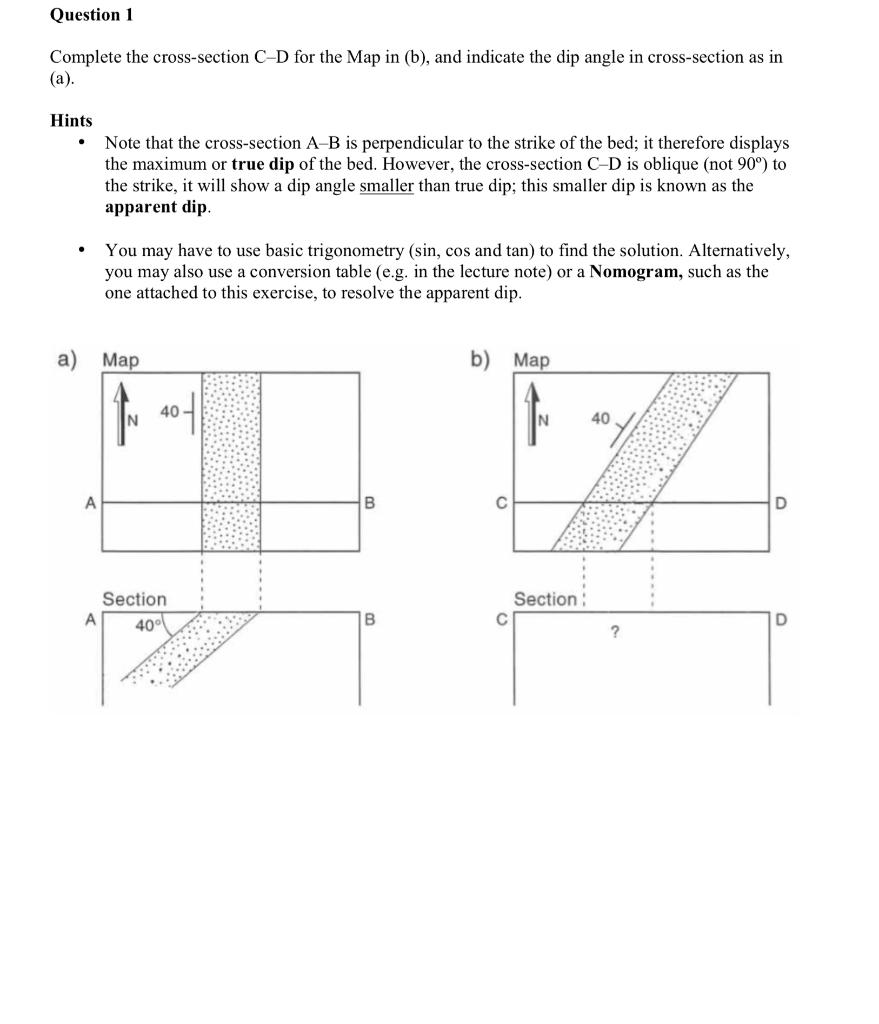 Solved Complete the cross-section C-D for the Map in (b), | Chegg.com