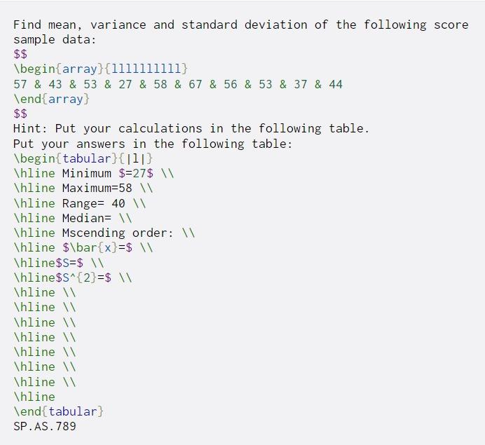 Solved Find mean, variance and standard deviation of the | Chegg.com