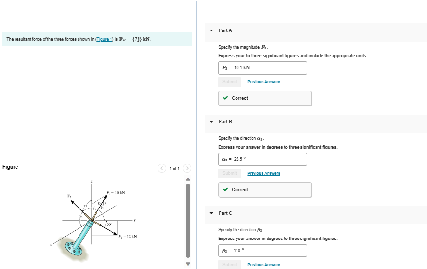 Solved The resultant force of the three forces shown in is | Chegg.com
