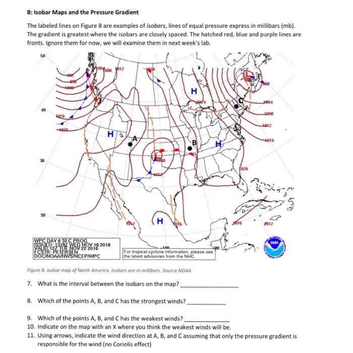 Solved B: Isobar Maps and the Pressure Gradient The labeled | Chegg.com