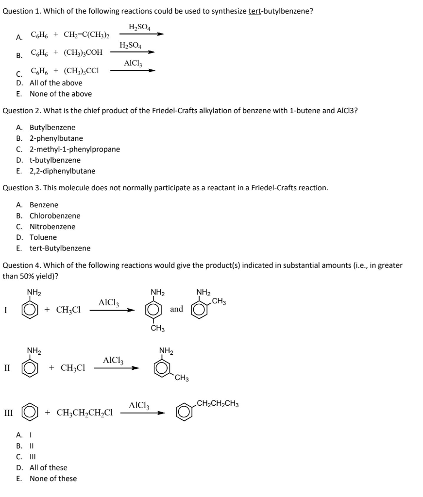 Solved Question 1. Which of the following reactions could be | Chegg.com