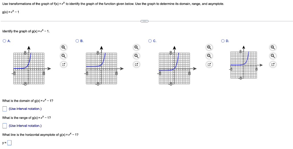 Solved Use transformations of the graph of f(x)=ex to | Chegg.com