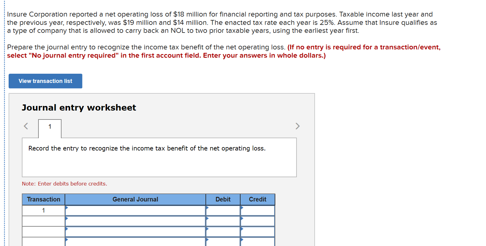 Solved Insure Corporation Reported A Net Operating Loss Of Chegg