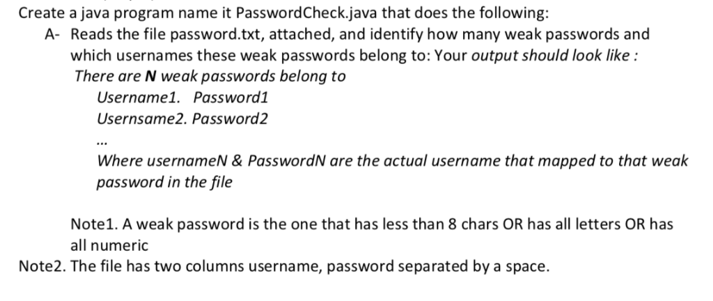 Solved Create a java program name it PasswordCheck.java that | Chegg.com
