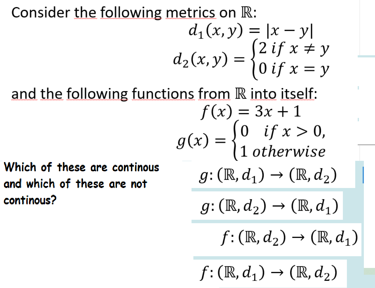 Solved Consider The Following Metrics On R D1 X Y X Chegg Com